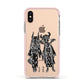 Kimono Devils Apple iPhone Xs Impact Case Pink Edge on Gold Phone
