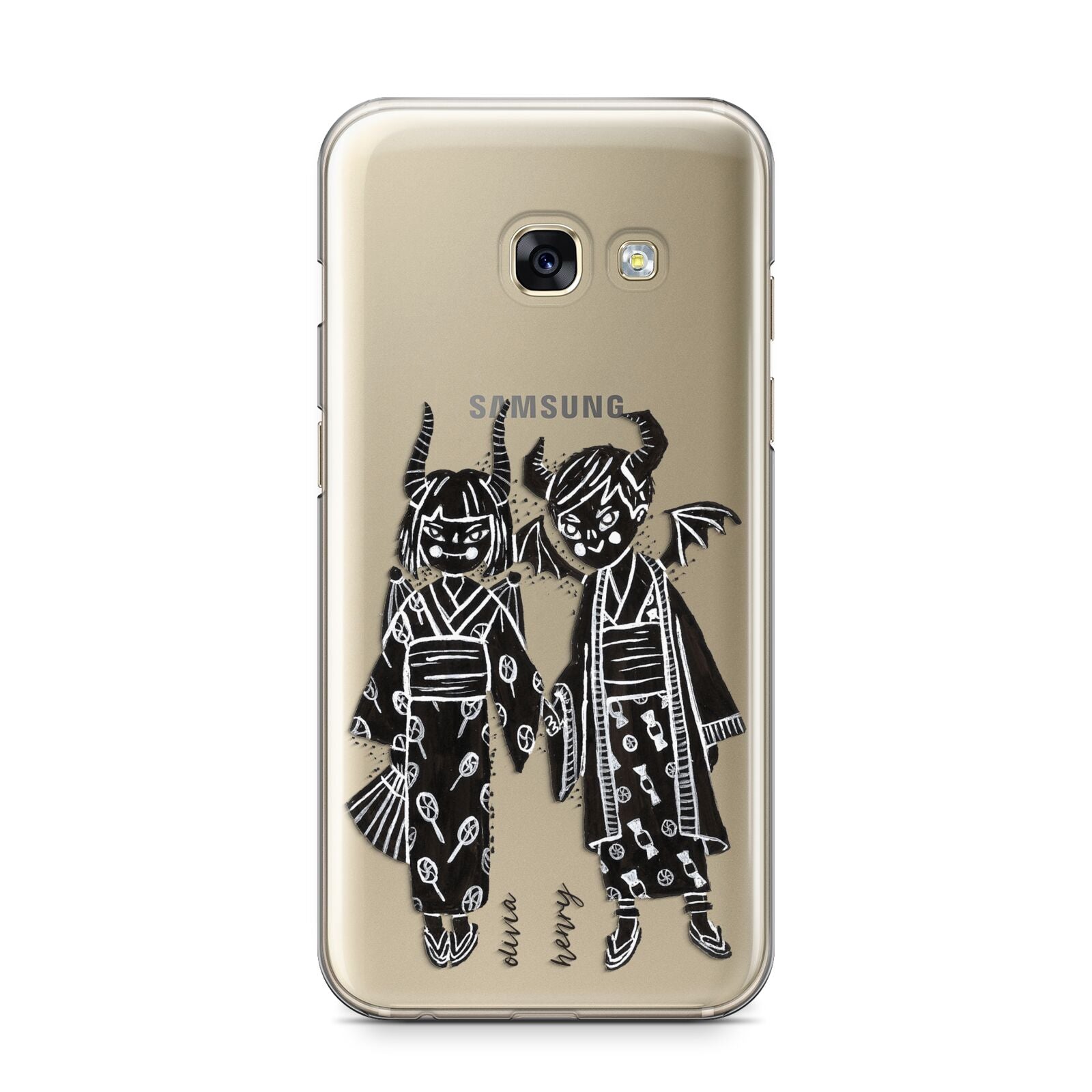 Kimono Devils Samsung Galaxy A3 2017 Case on gold phone