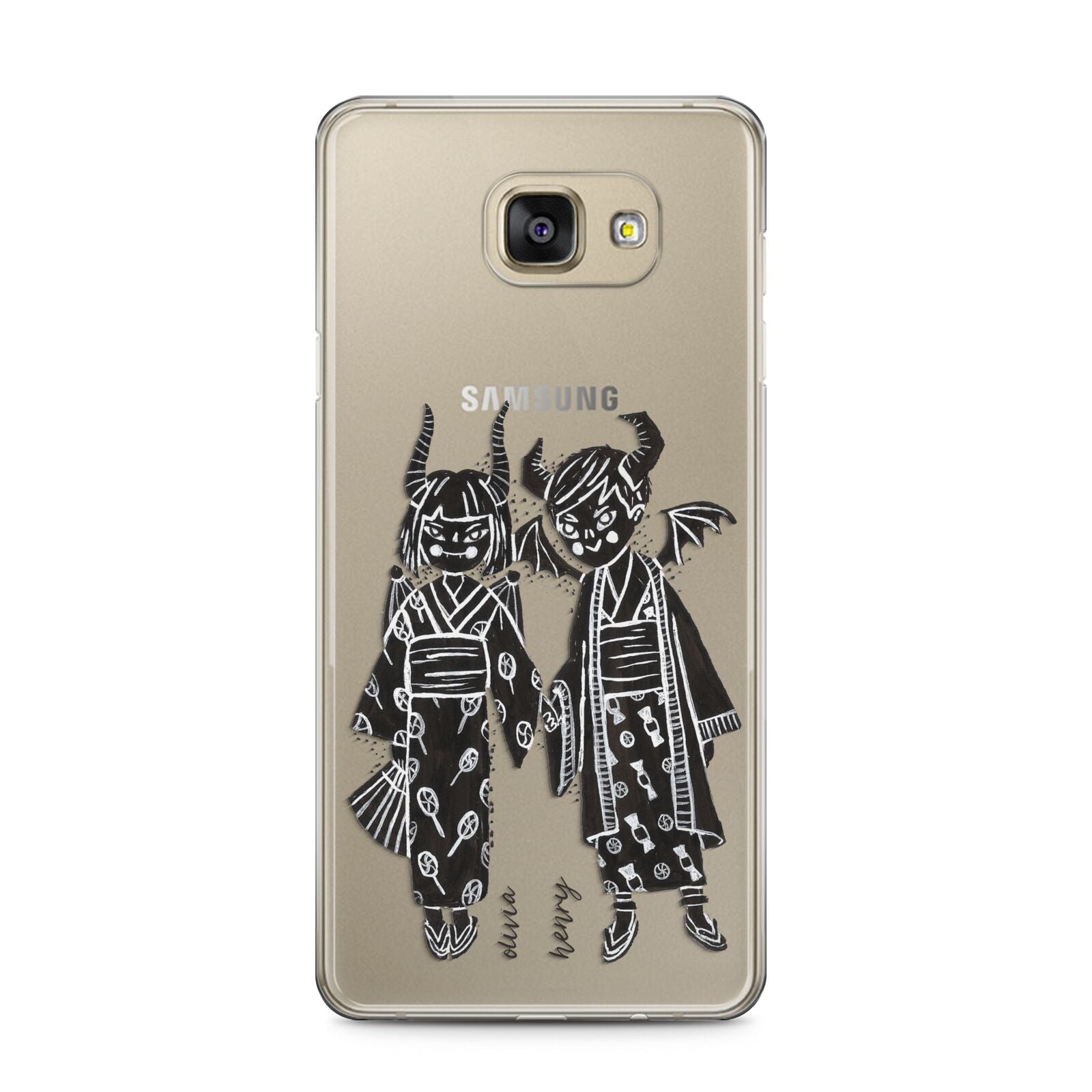 Kimono Devils Samsung Galaxy A5 2016 Case on gold phone