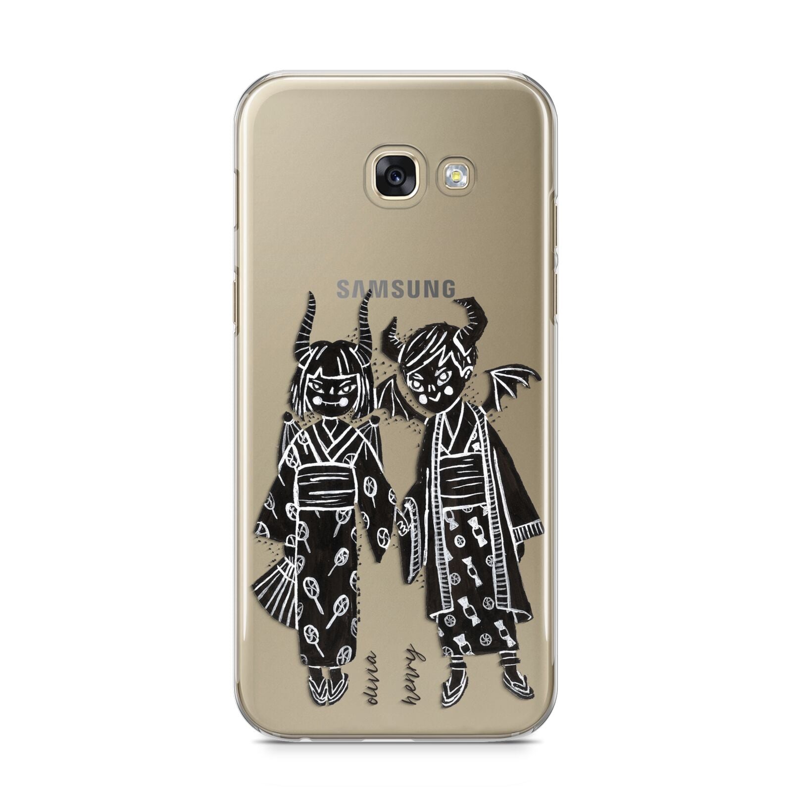 Kimono Devils Samsung Galaxy A5 2017 Case on gold phone