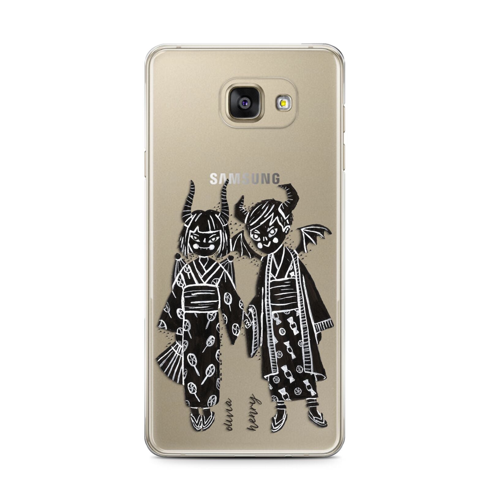 Kimono Devils Samsung Galaxy A7 2016 Case on gold phone