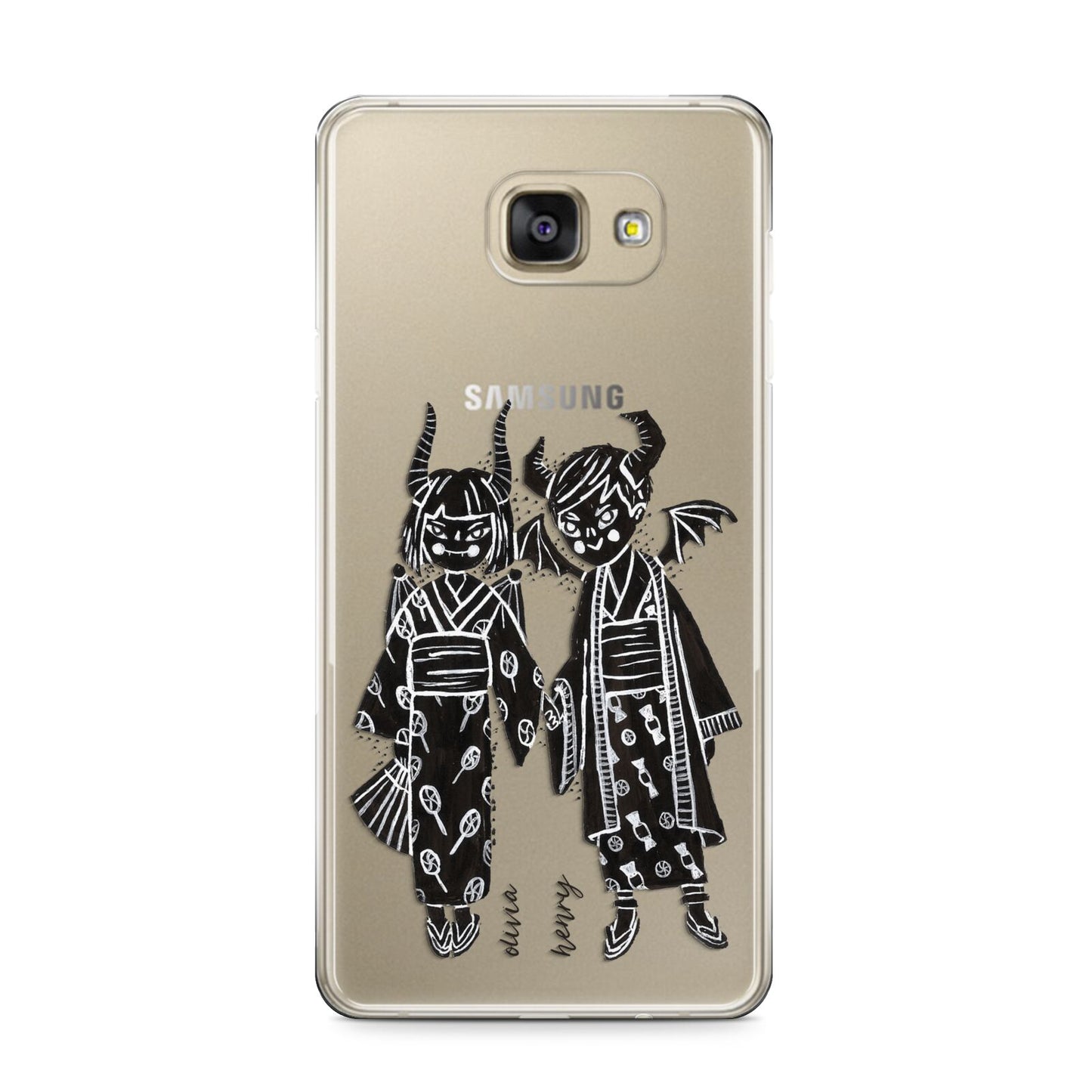 Kimono Devils Samsung Galaxy A9 2016 Case on gold phone