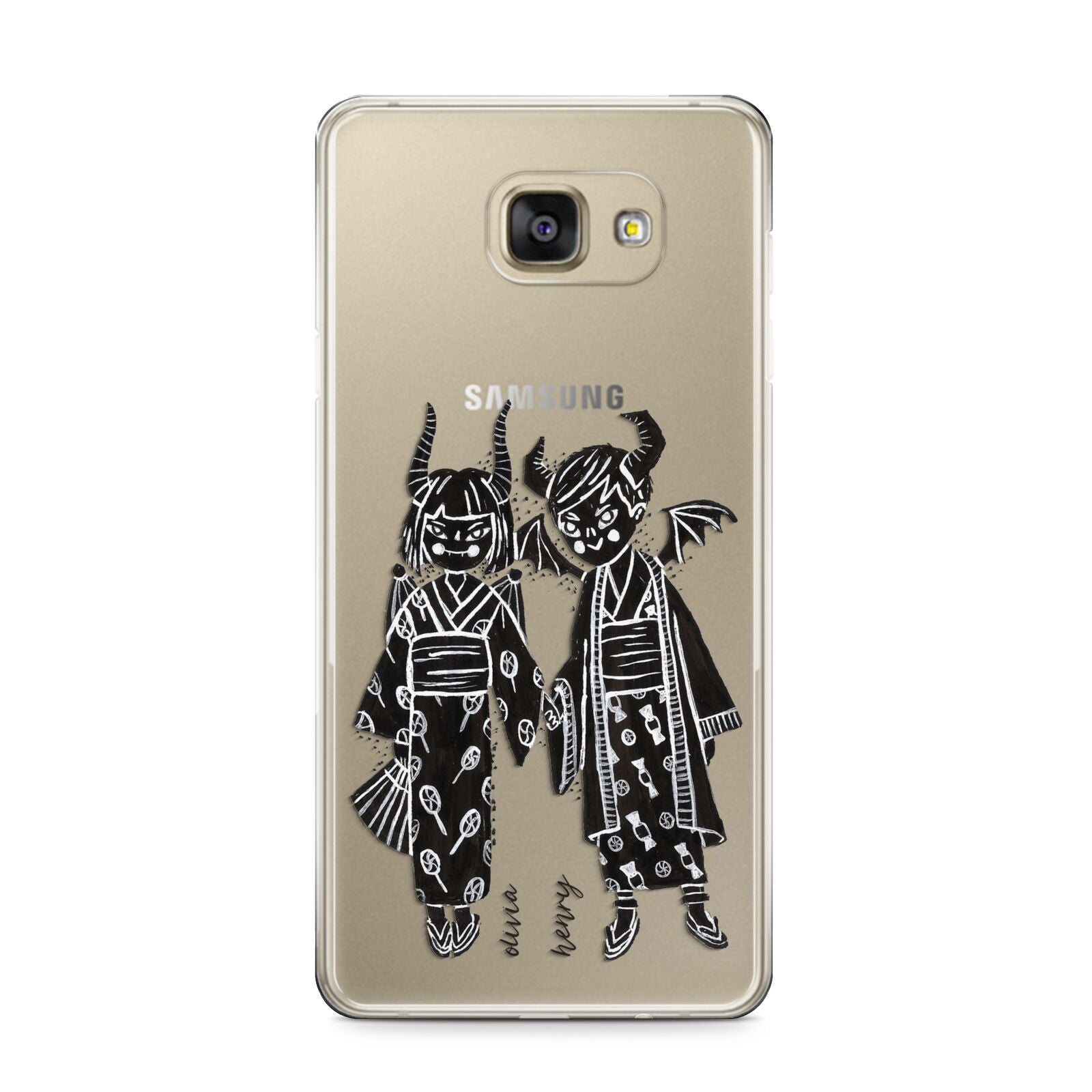 Kimono Devils Samsung Galaxy A9 2016 Case on gold phone
