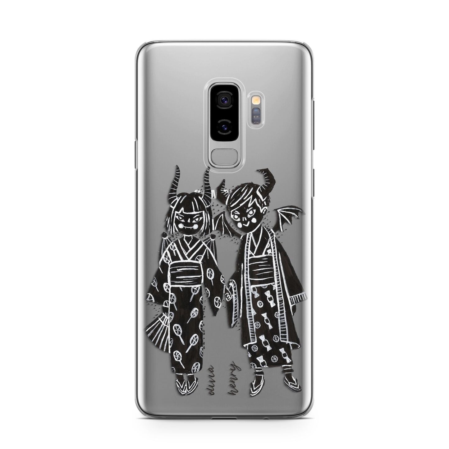 Kimono Devils Samsung Galaxy S9 Plus Case on Silver phone