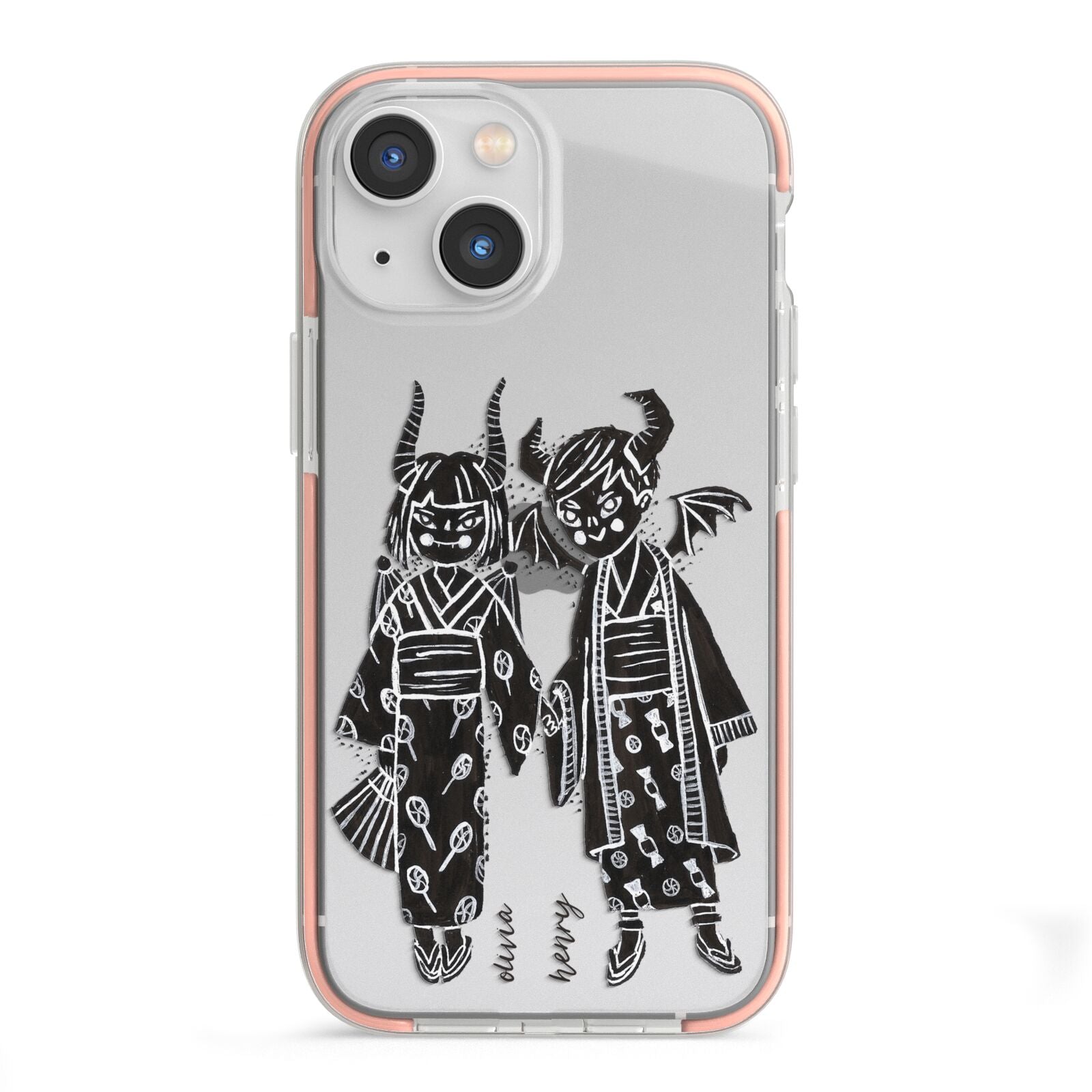 Kimono Devils iPhone 13 Mini TPU Impact Case with Pink Edges