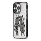 Kimono Devils iPhone 13 Pro Black Impact Case Side Angle on Silver phone