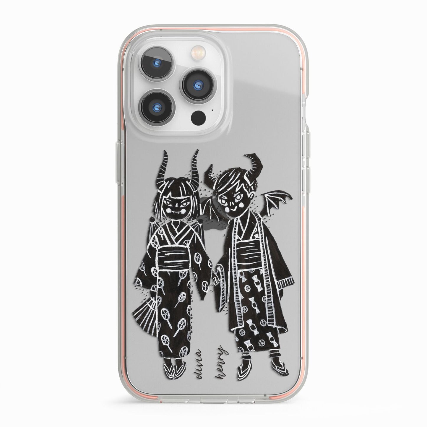 Kimono Devils iPhone 13 Pro TPU Impact Case with Pink Edges