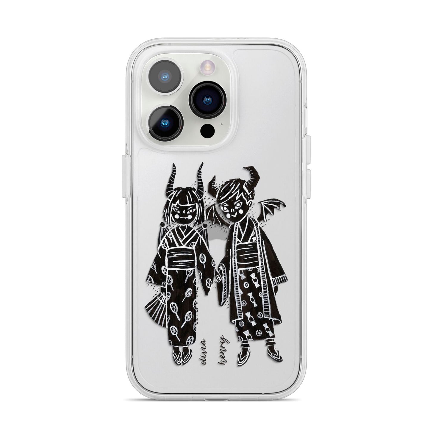 Kimono Devils iPhone 14 Pro Clear Tough Case Silver