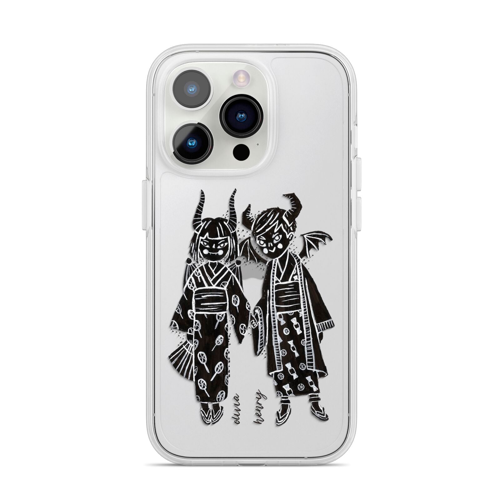 Kimono Devils iPhone 14 Pro Clear Tough Case Silver