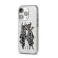 Kimono Devils iPhone 14 Pro Glitter Tough Case Silver Angled Image