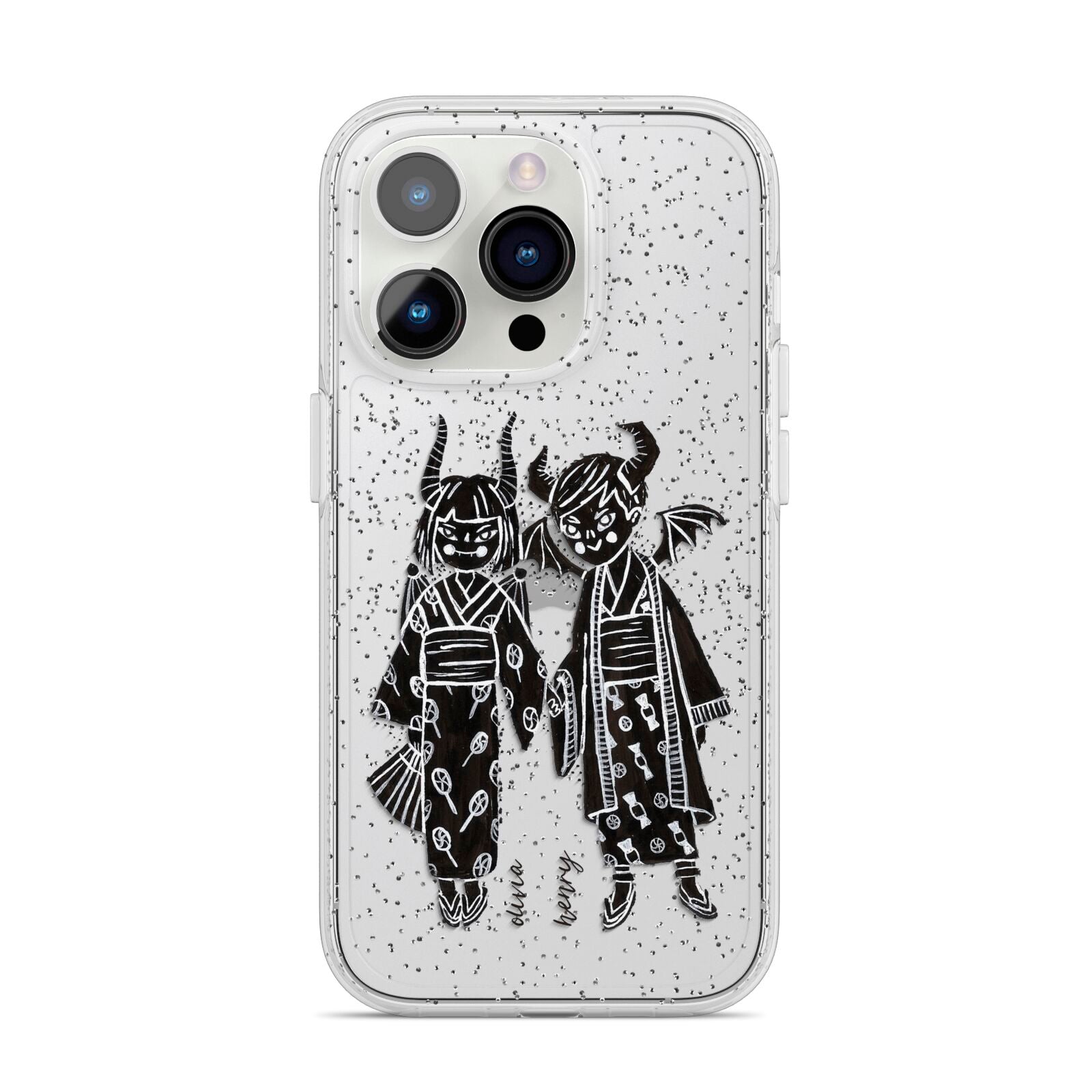 Kimono Devils iPhone 14 Pro Glitter Tough Case Silver