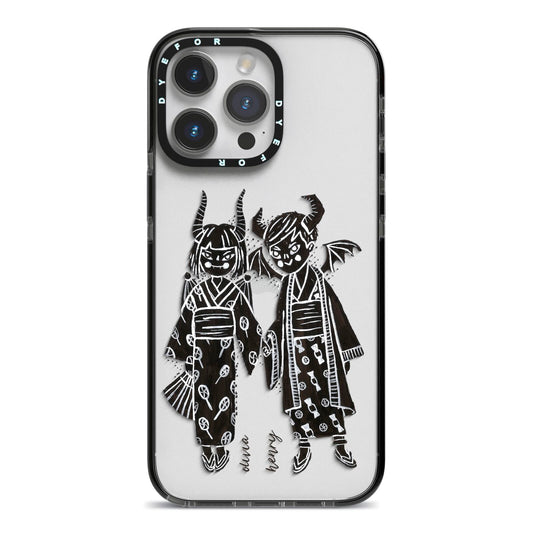 Kimono Devils iPhone 14 Pro Max Black Impact Case on Silver phone