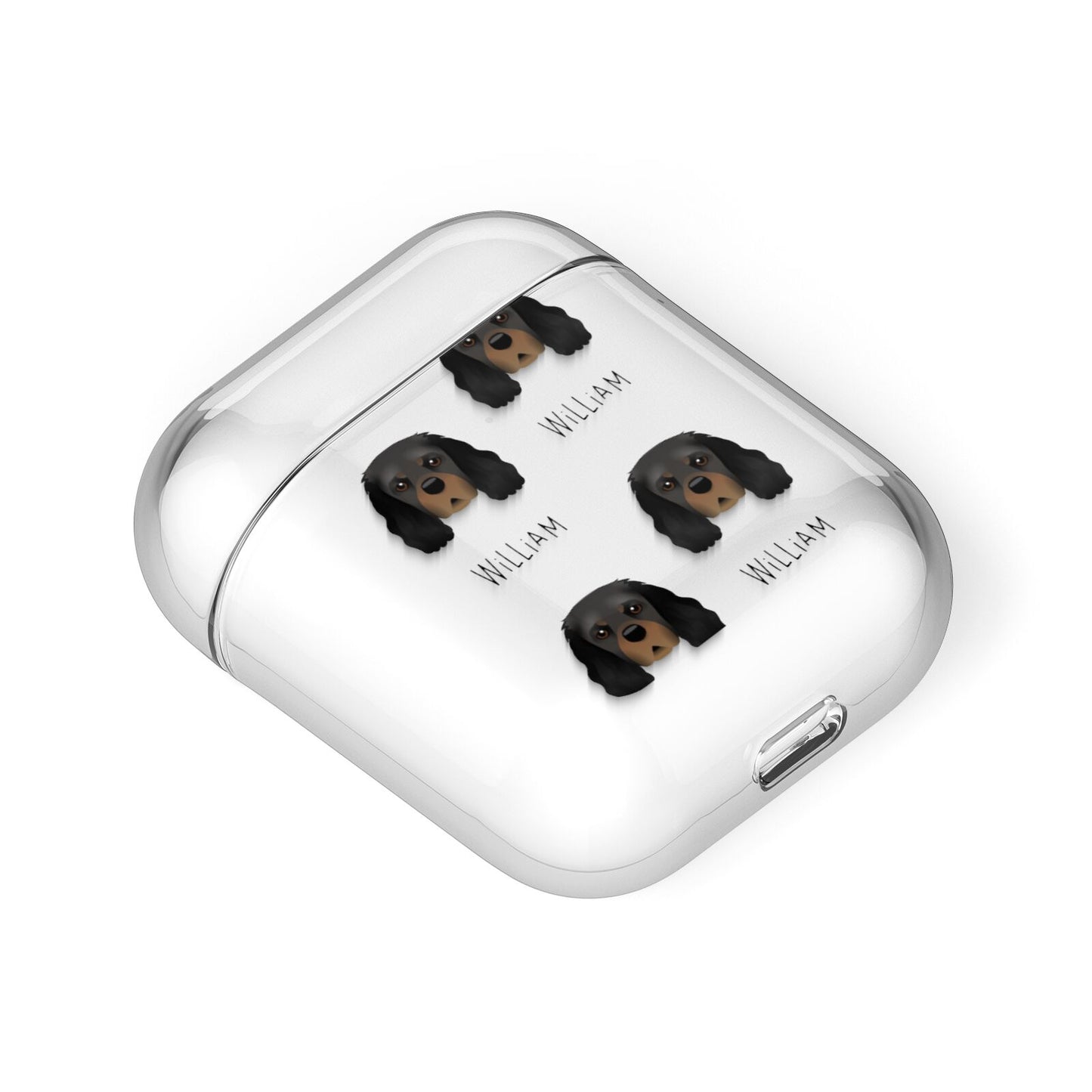 King Charles Spaniel Icon with Name AirPods Case Laid Flat