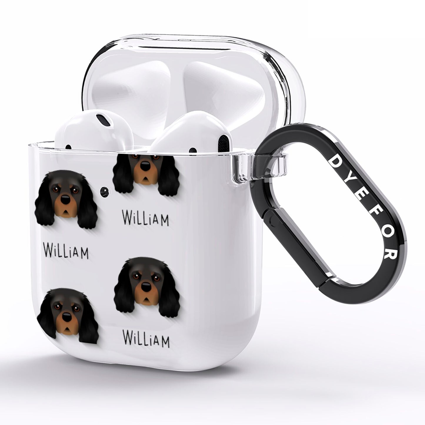 King Charles Spaniel Icon with Name AirPods Clear Case Side Image