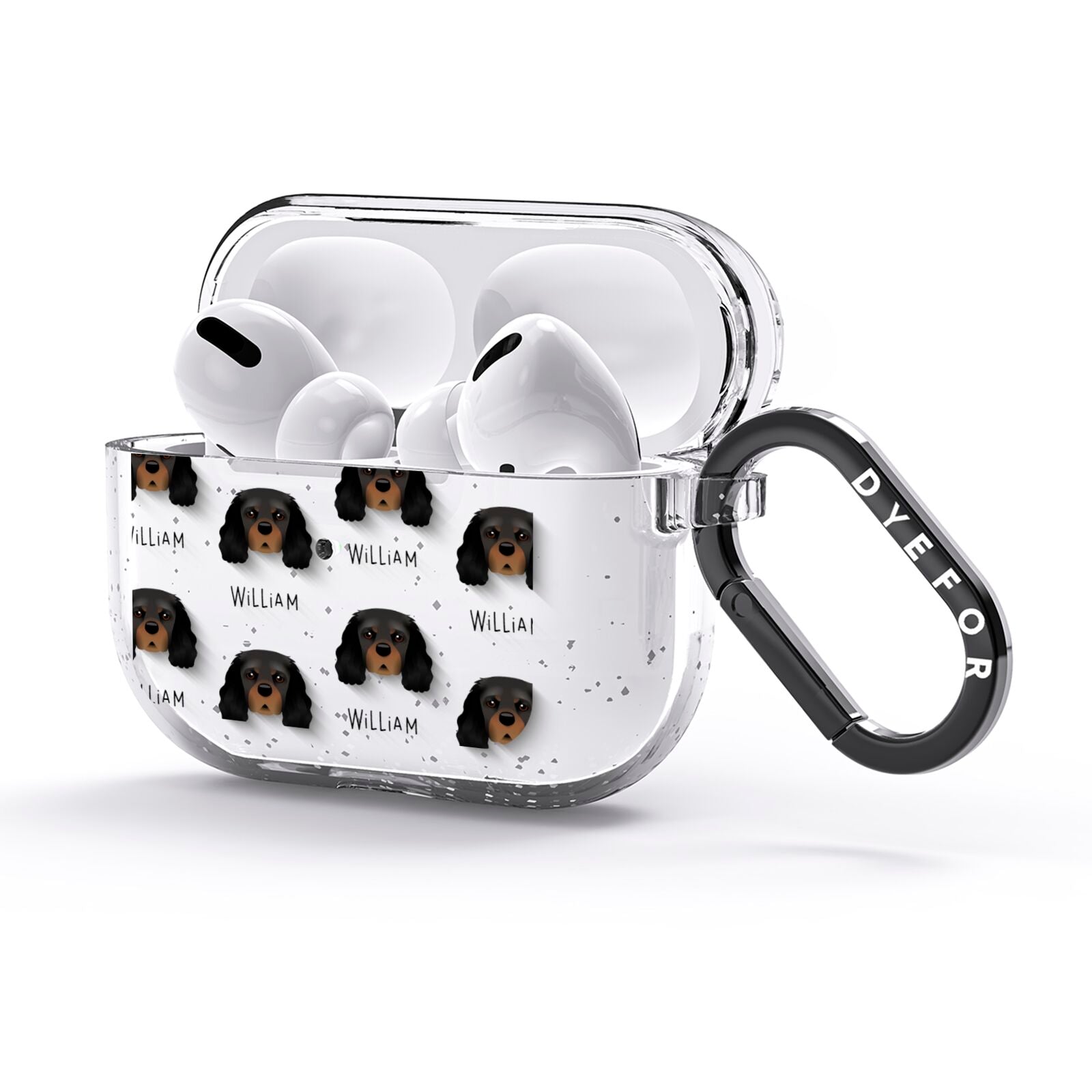 King Charles Spaniel Icon with Name AirPods Glitter Case 3rd Gen Side Image