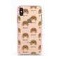 King Charles Spaniel Icon with Name Apple iPhone Xs Impact Case Pink Edge on Gold Phone