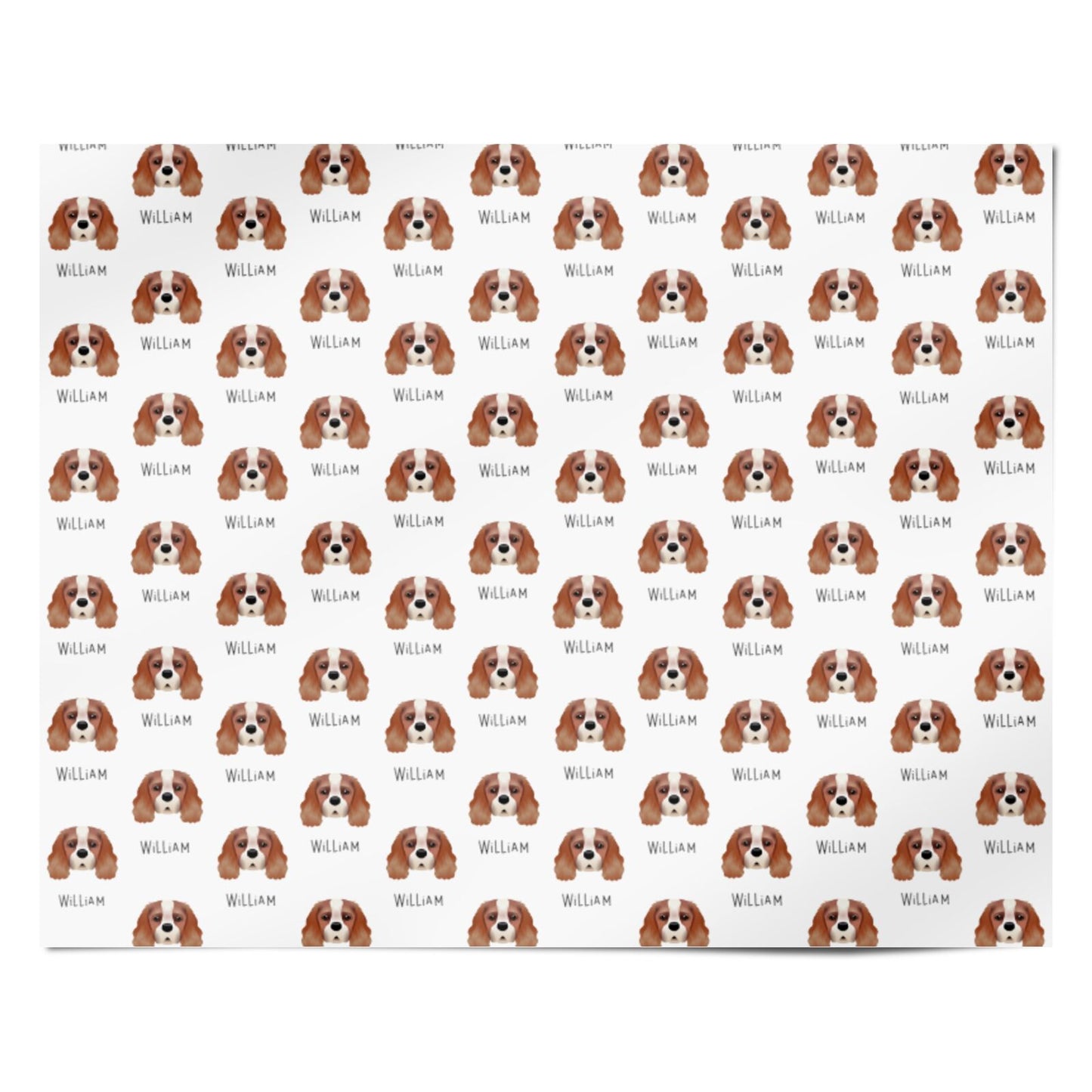 King Charles Spaniel Icon with Name Personalised Wrapping Paper Alternative