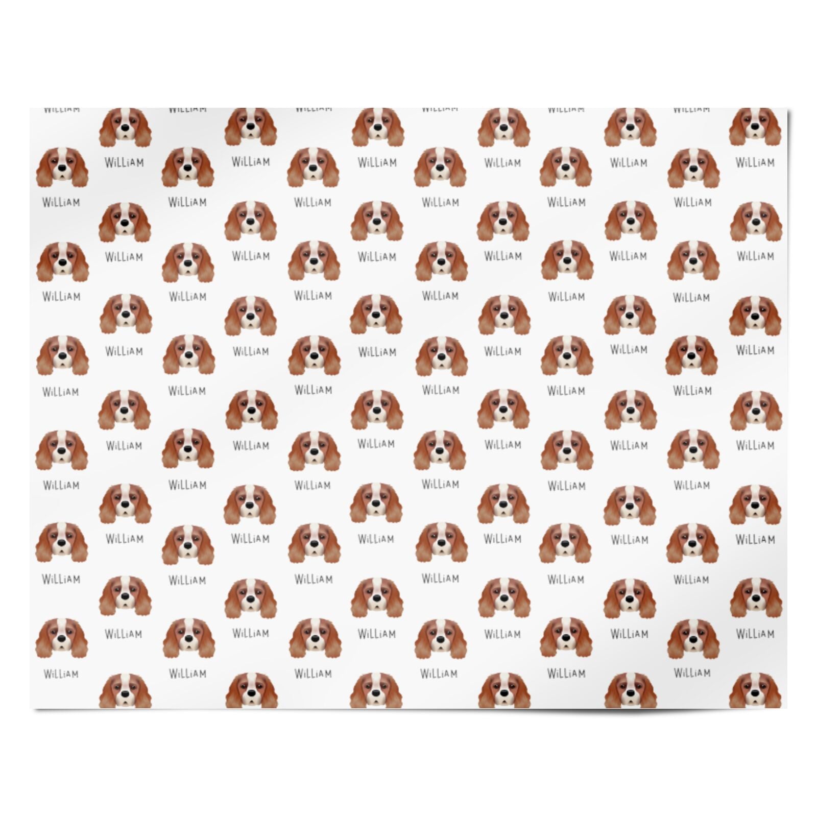King Charles Spaniel Icon with Name Personalised Wrapping Paper Alternative