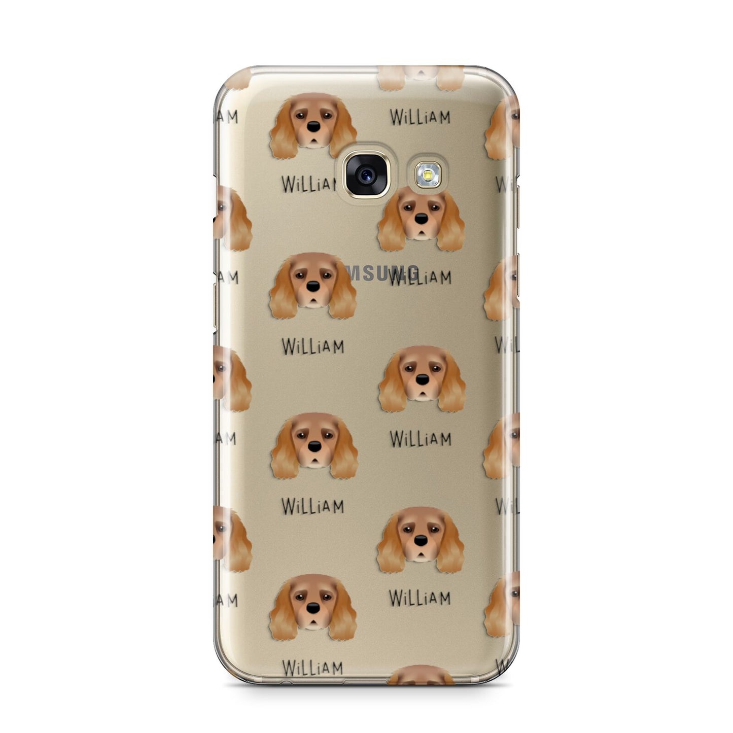 King Charles Spaniel Icon with Name Samsung Galaxy A3 2017 Case on gold phone