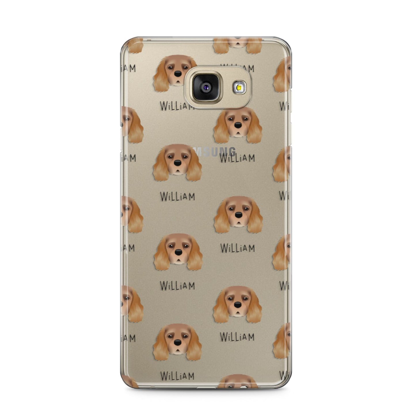 King Charles Spaniel Icon with Name Samsung Galaxy A5 2016 Case on gold phone