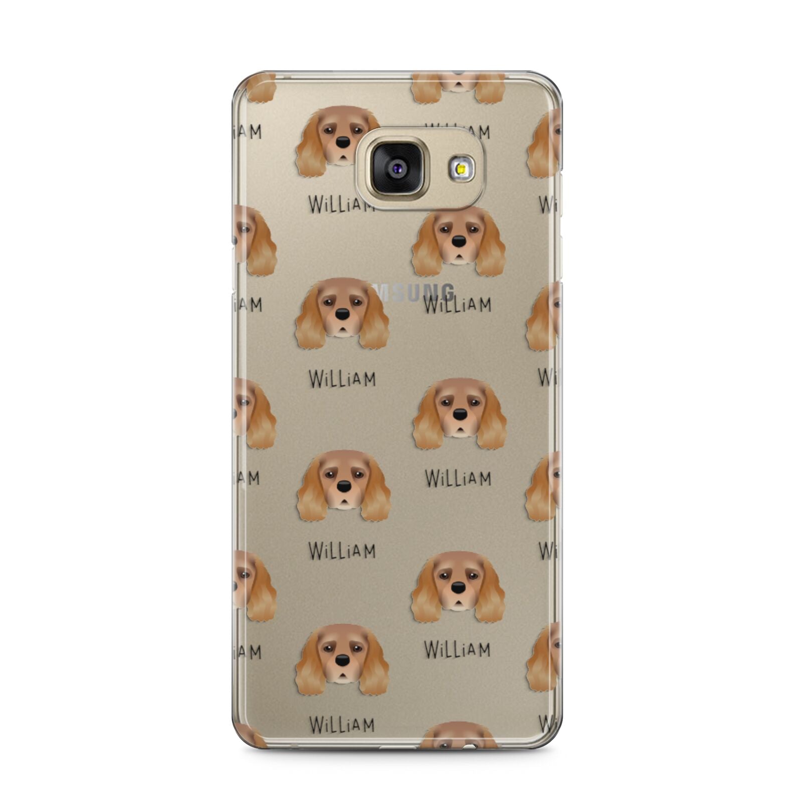 King Charles Spaniel Icon with Name Samsung Galaxy A5 2016 Case on gold phone