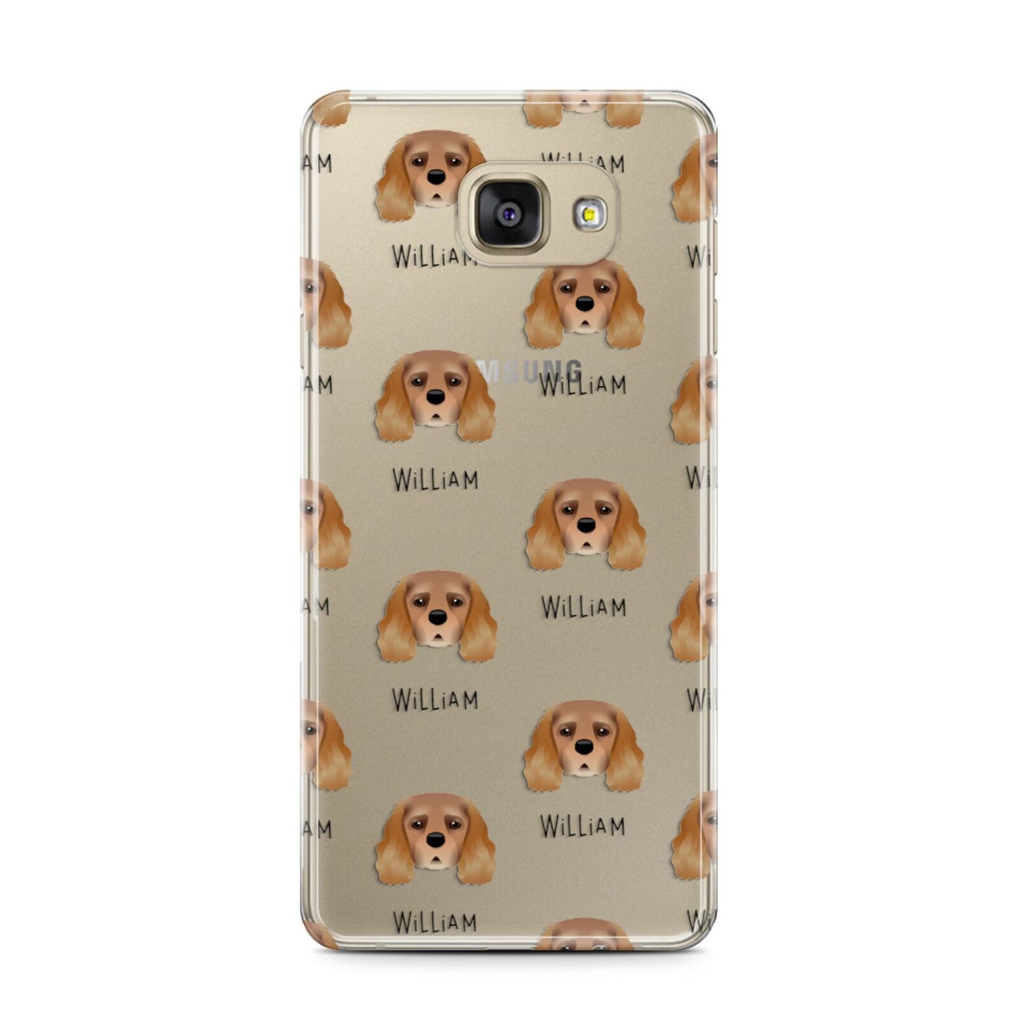 King Charles Spaniel Icon with Name Samsung Galaxy A7 2016 Case on gold phone