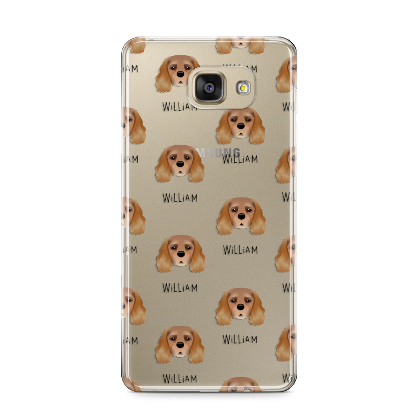 King Charles Spaniel Icon with Name Samsung Galaxy A9 2016 Case on gold phone