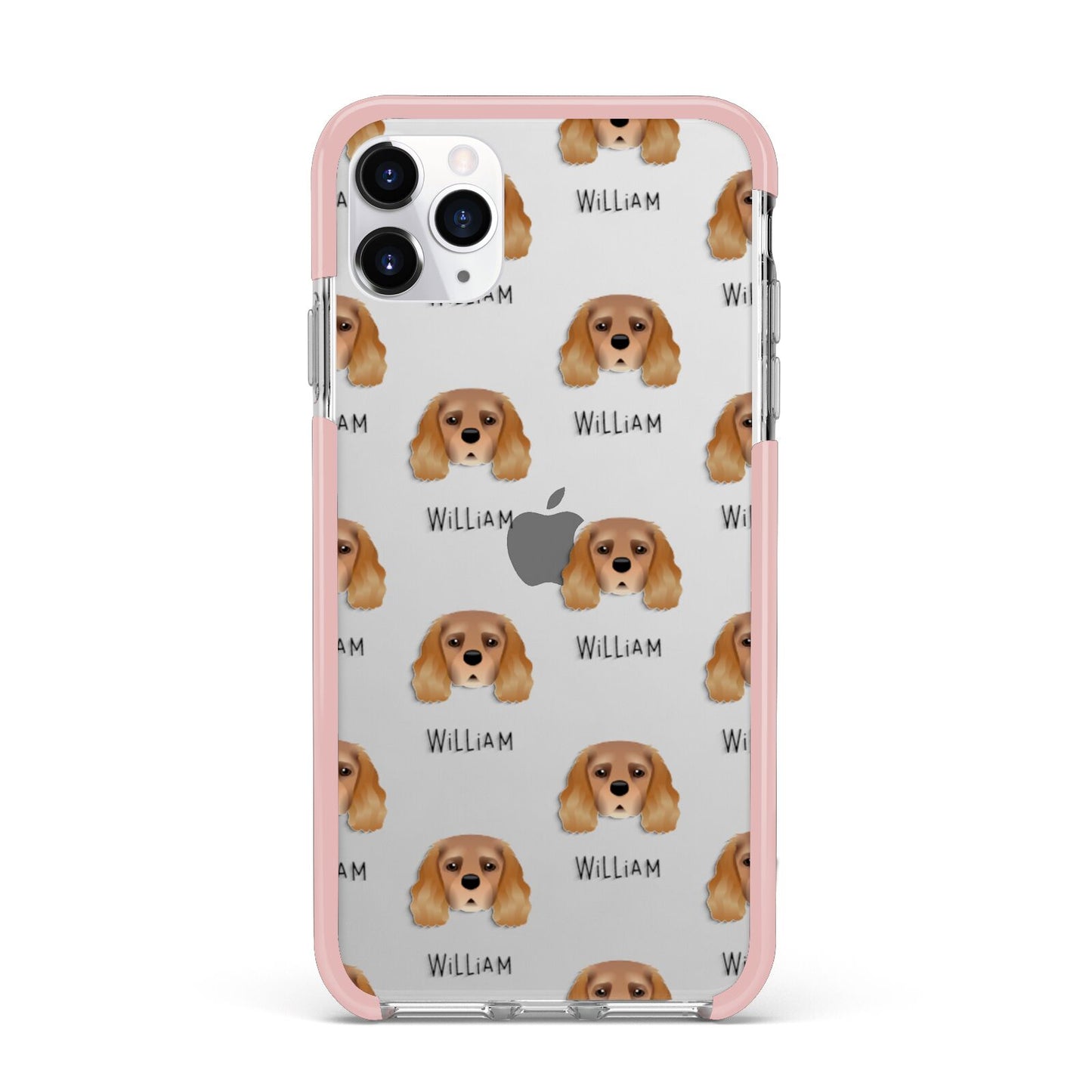 King Charles Spaniel Icon with Name iPhone 11 Pro Max Impact Pink Edge Case