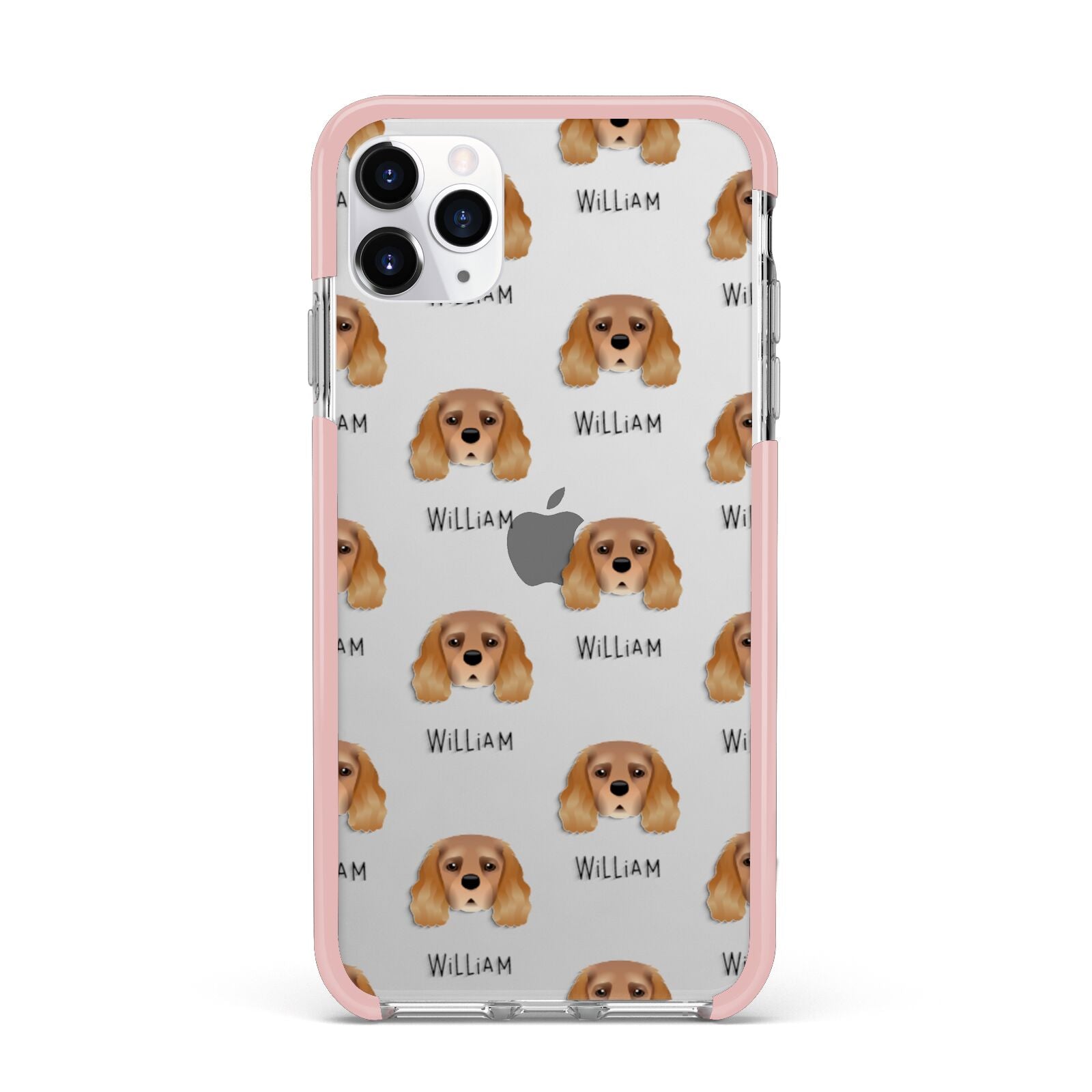 King Charles Spaniel Icon with Name iPhone 11 Pro Max Impact Pink Edge Case