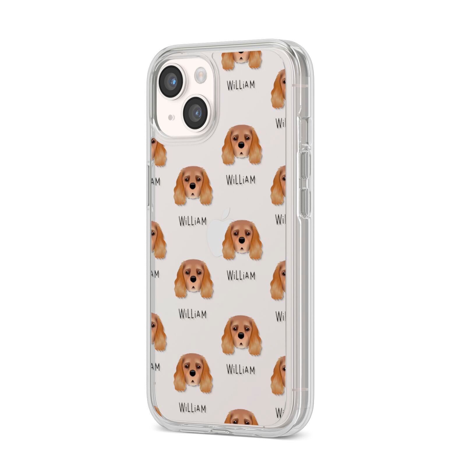 King Charles Spaniel Icon with Name iPhone 14 Clear Tough Case Starlight Angled Image