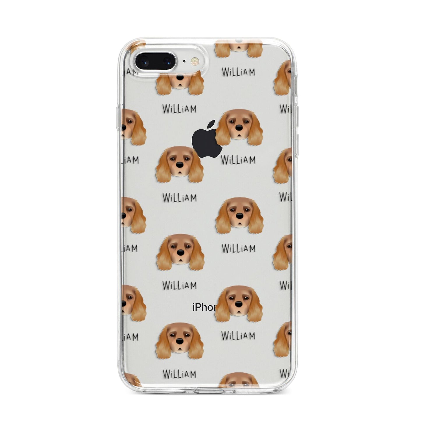 King Charles Spaniel Icon with Name iPhone 8 Plus Bumper Case on Silver iPhone