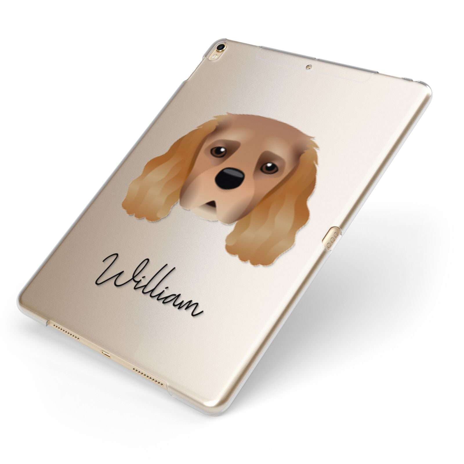 King Charles Spaniel Personalised Apple iPad Case on Gold iPad Side View