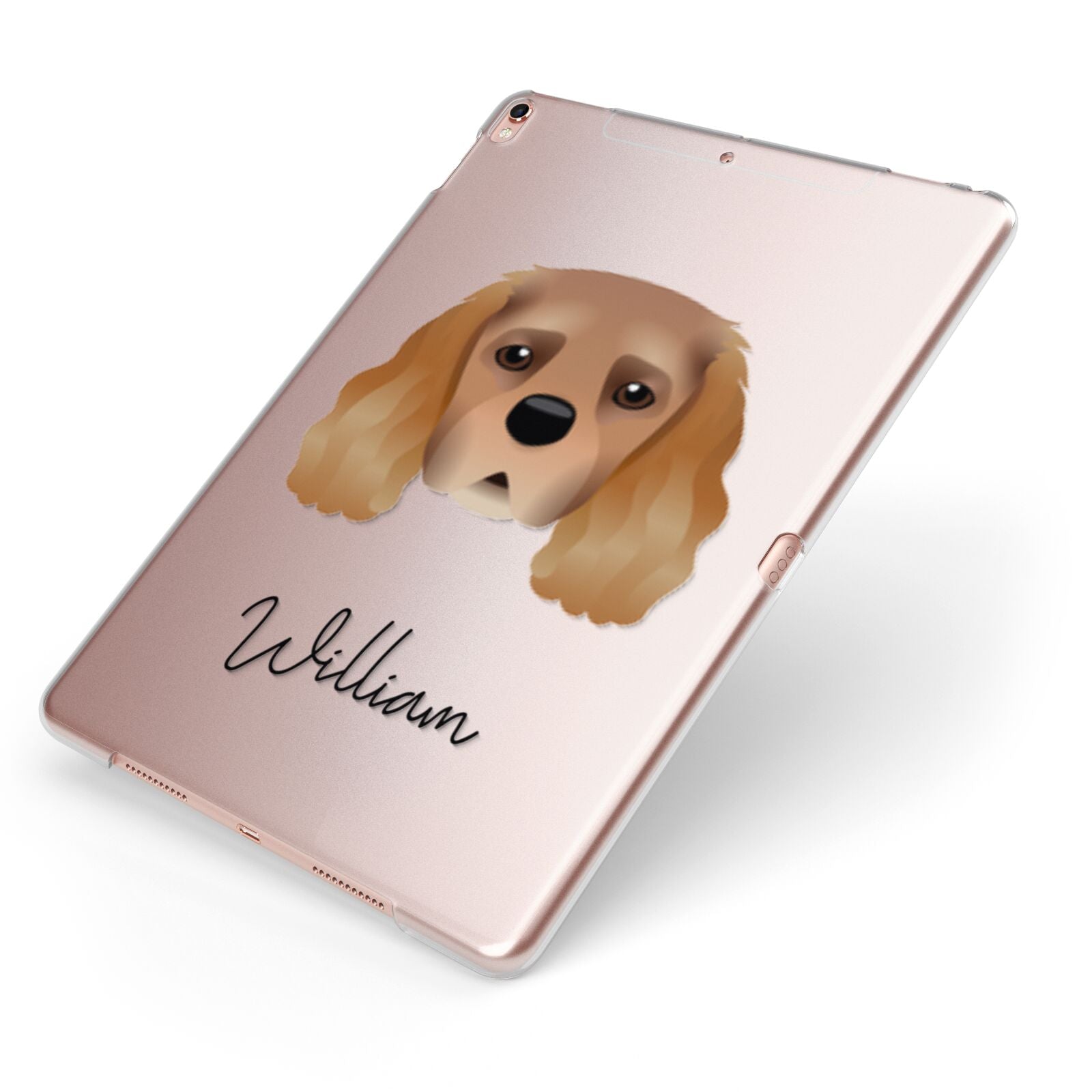 King Charles Spaniel Personalised Apple iPad Case on Rose Gold iPad Side View