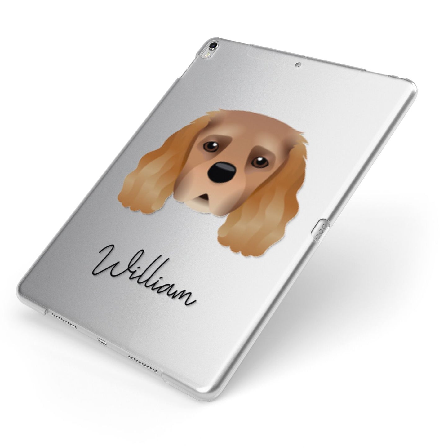 King Charles Spaniel Personalised Apple iPad Case on Silver iPad Side View