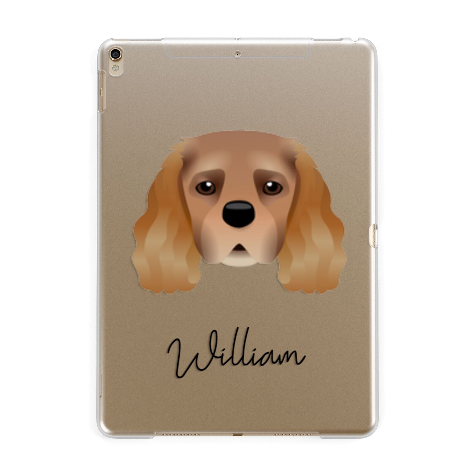 King Charles Spaniel Personalised Apple iPad Gold Case