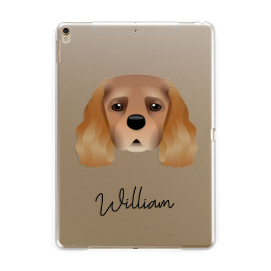 King Charles Spaniel Personalised Apple iPad Gold Case