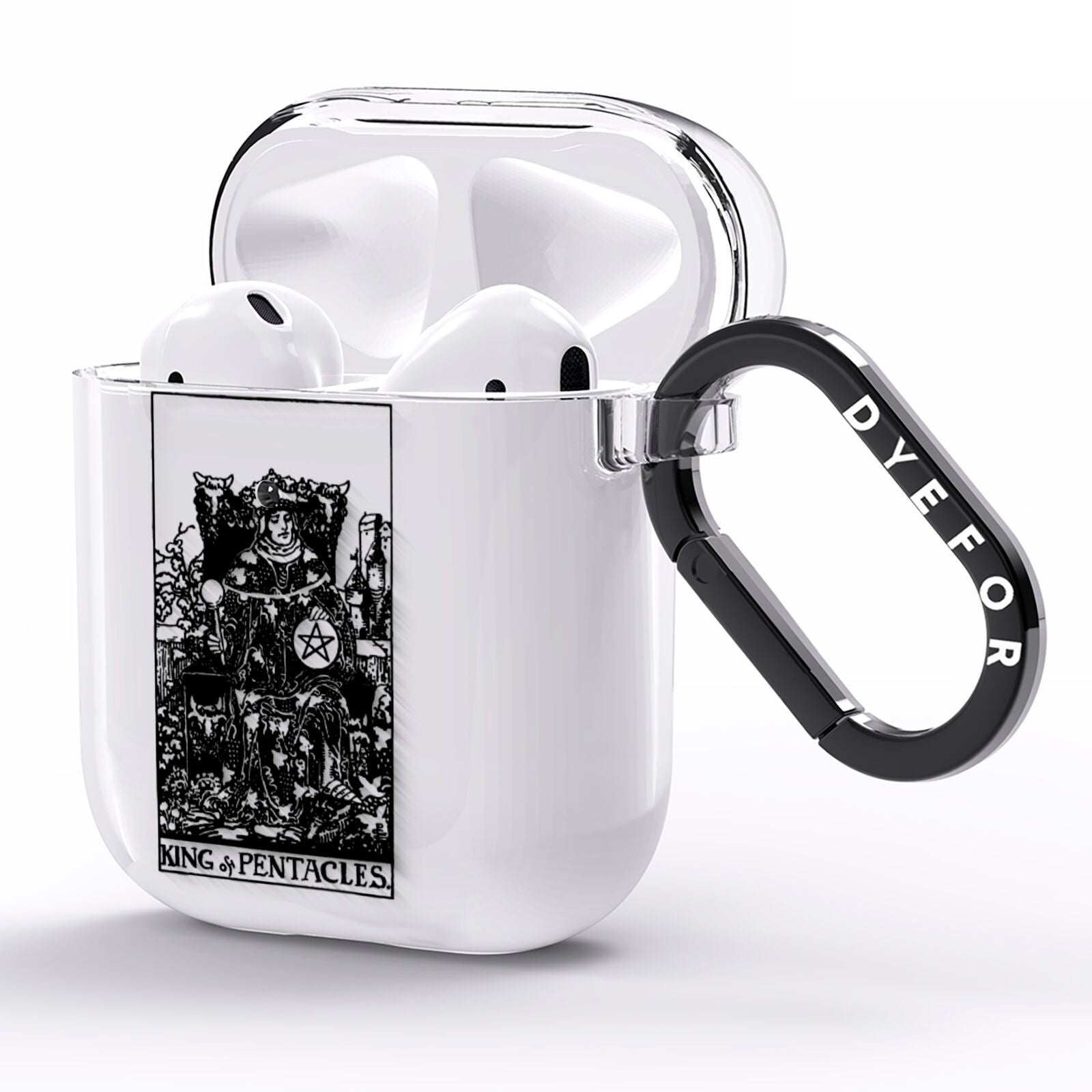 King of Pentacles Monochrome AirPods Clear Case Side Image