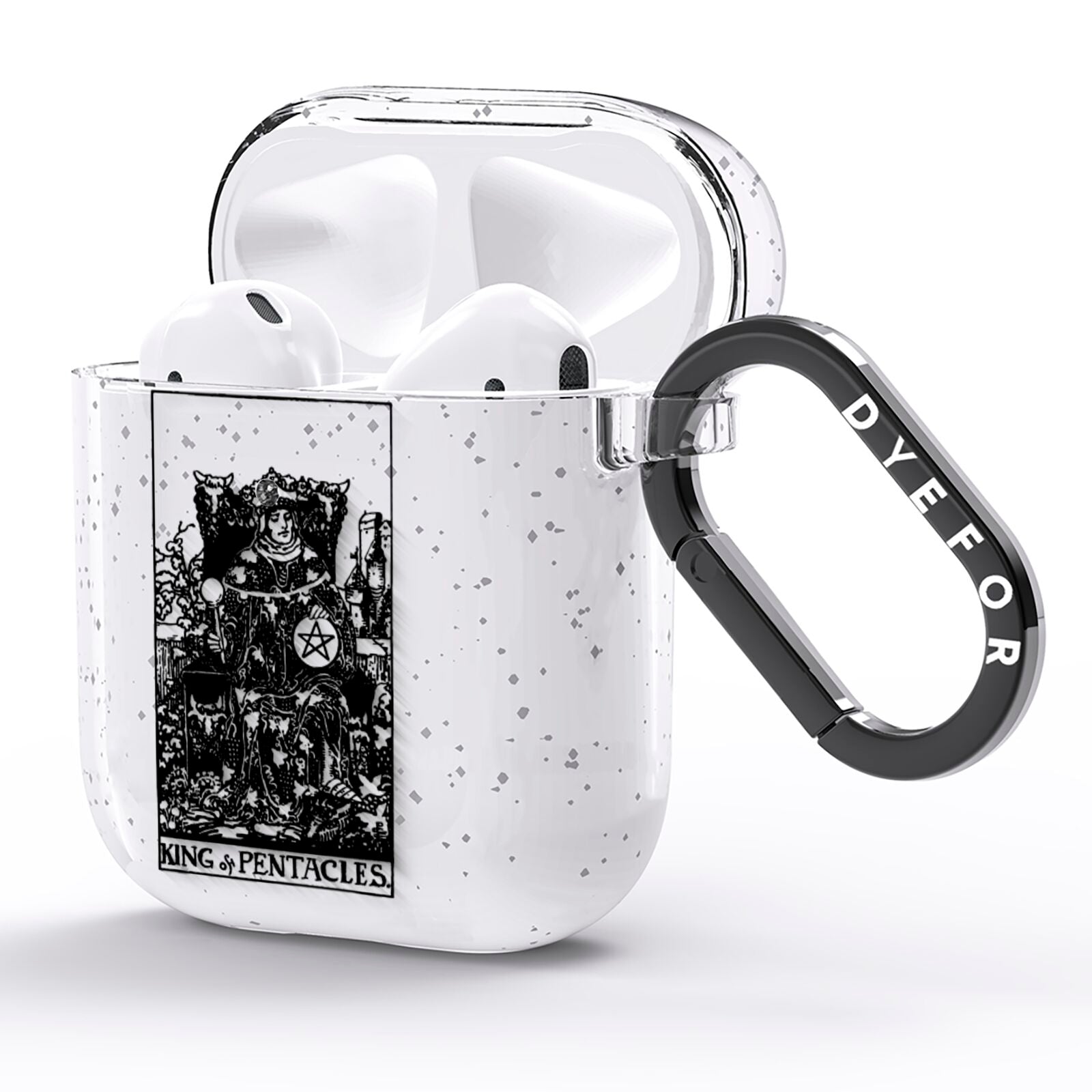 King of Pentacles Monochrome AirPods Glitter Case Side Image