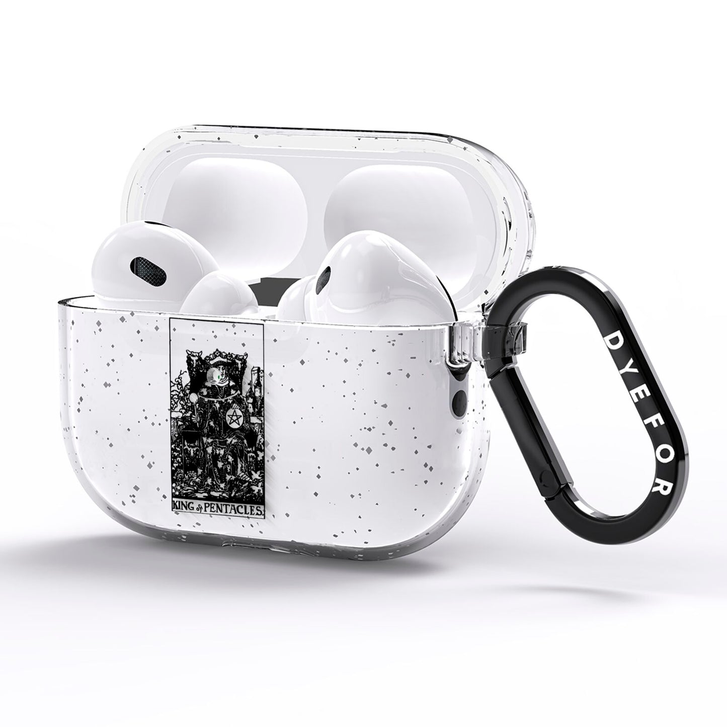 King of Pentacles Monochrome AirPods Pro Glitter Case Side Image