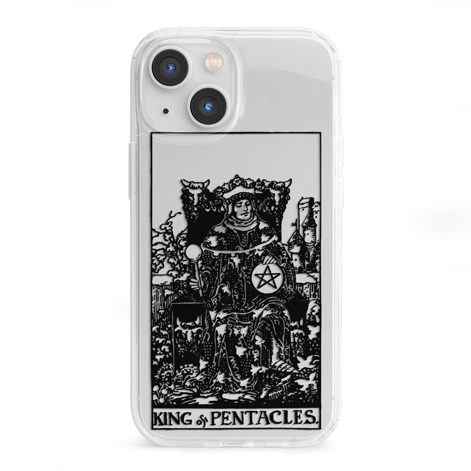 King of Pentacles Monochrome iPhone 13 Mini Clear Bumper Case