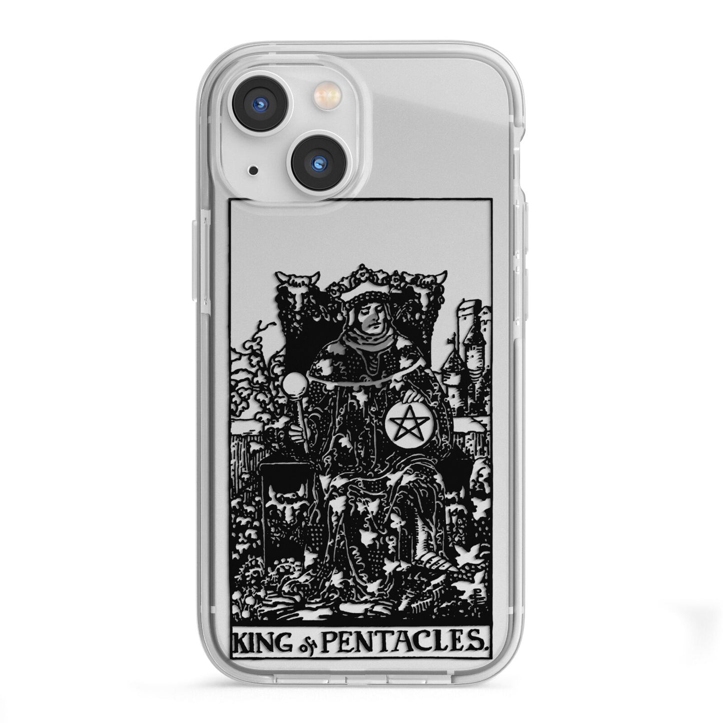 King of Pentacles Monochrome iPhone 13 Mini TPU Impact Case with White Edges