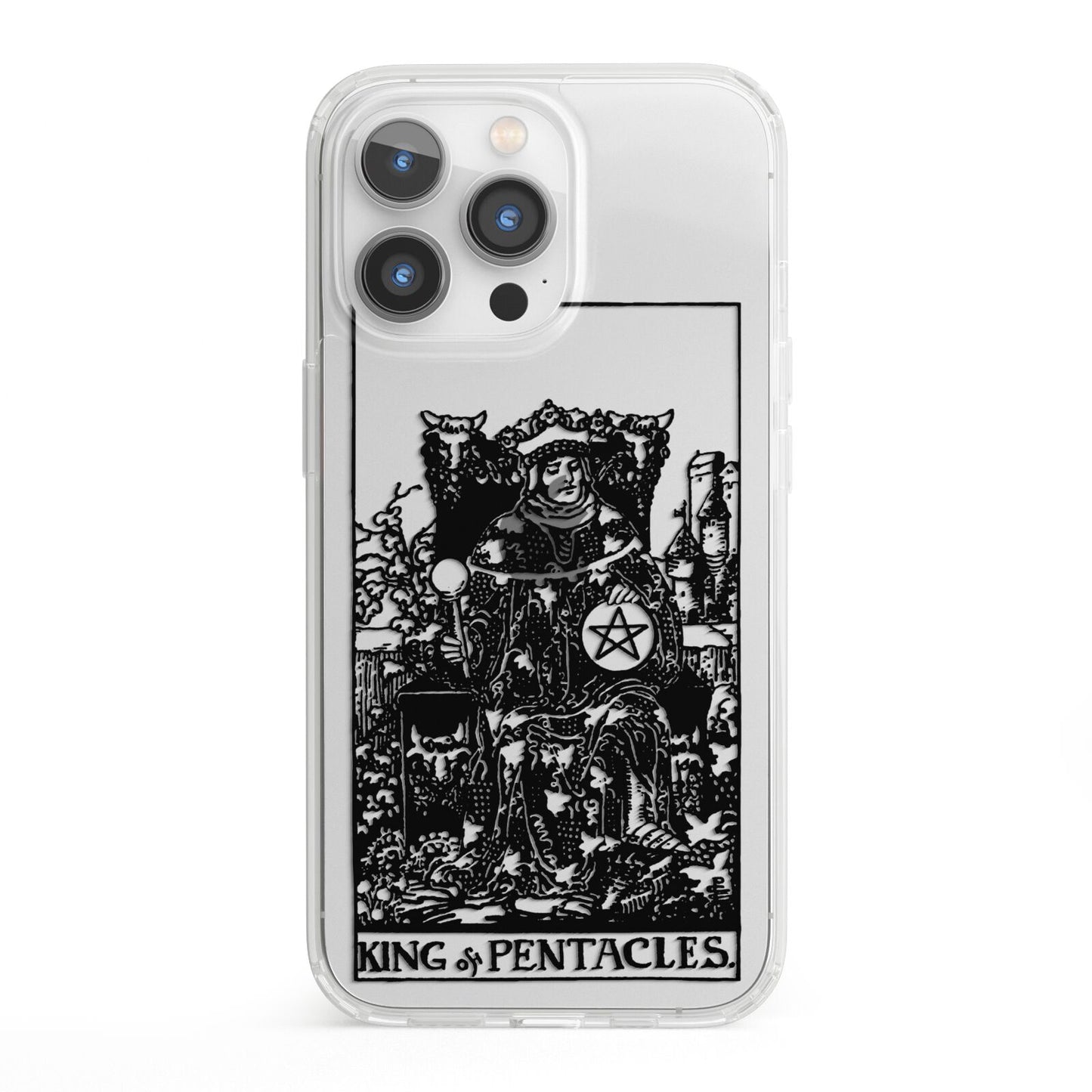 King of Pentacles Monochrome iPhone 13 Pro Clear Bumper Case
