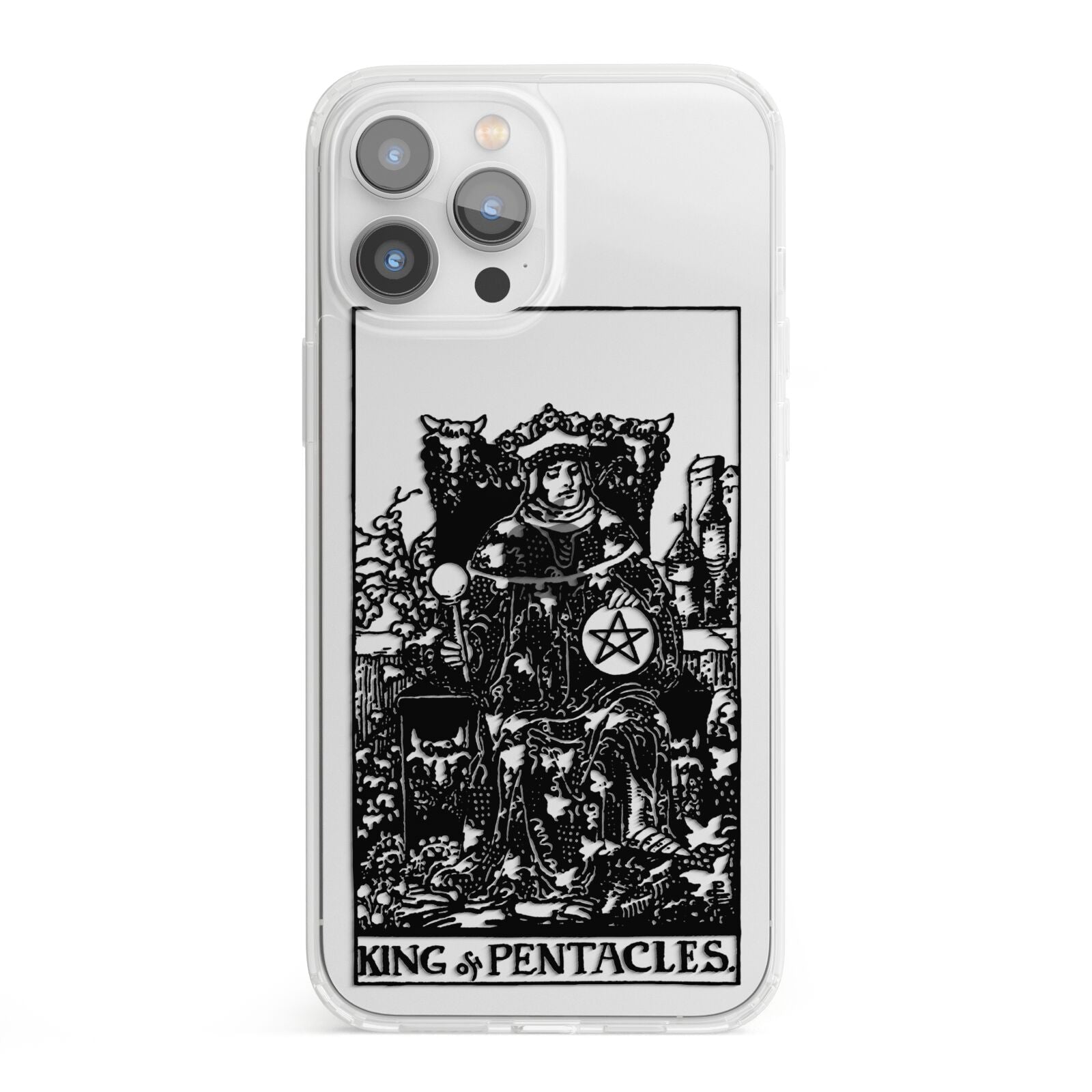 King of Pentacles Monochrome iPhone 13 Pro Max Clear Bumper Case