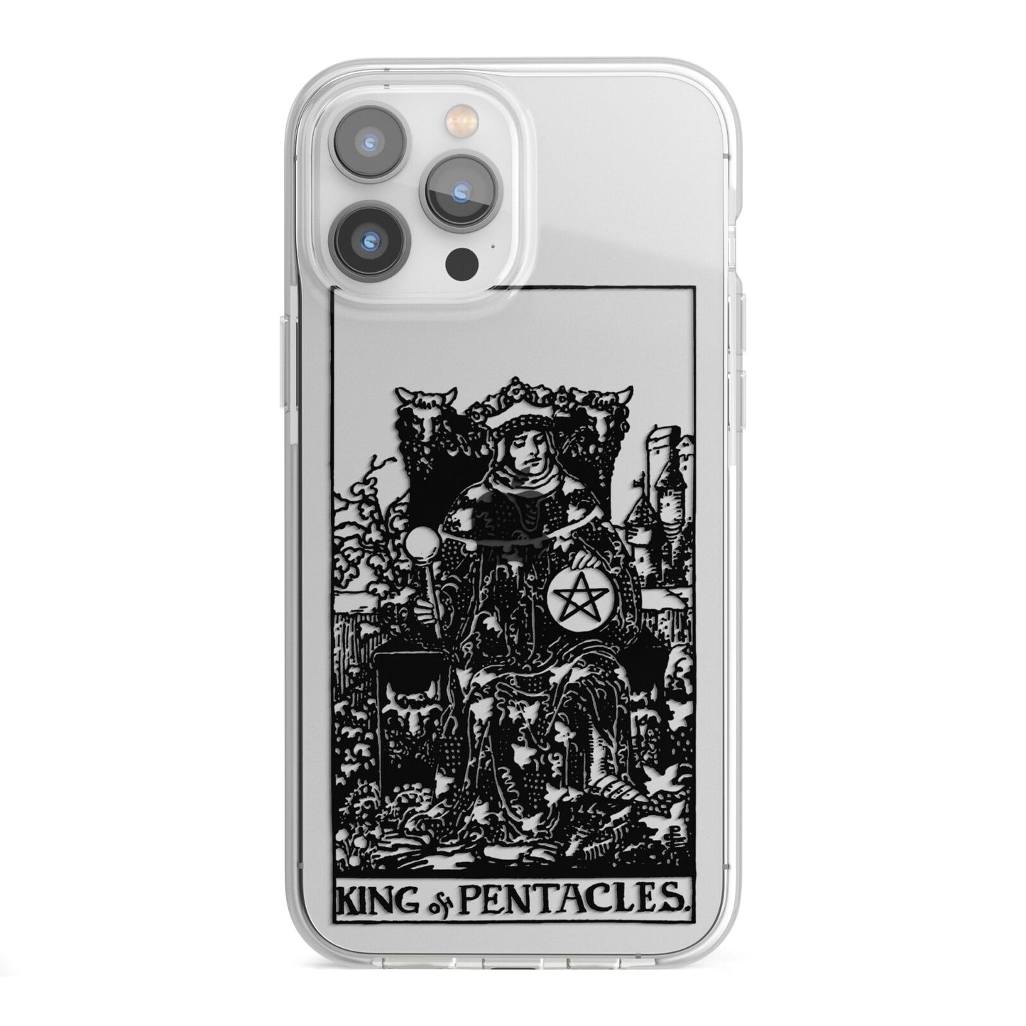 King of Pentacles Monochrome iPhone 13 Pro Max TPU Impact Case with White Edges