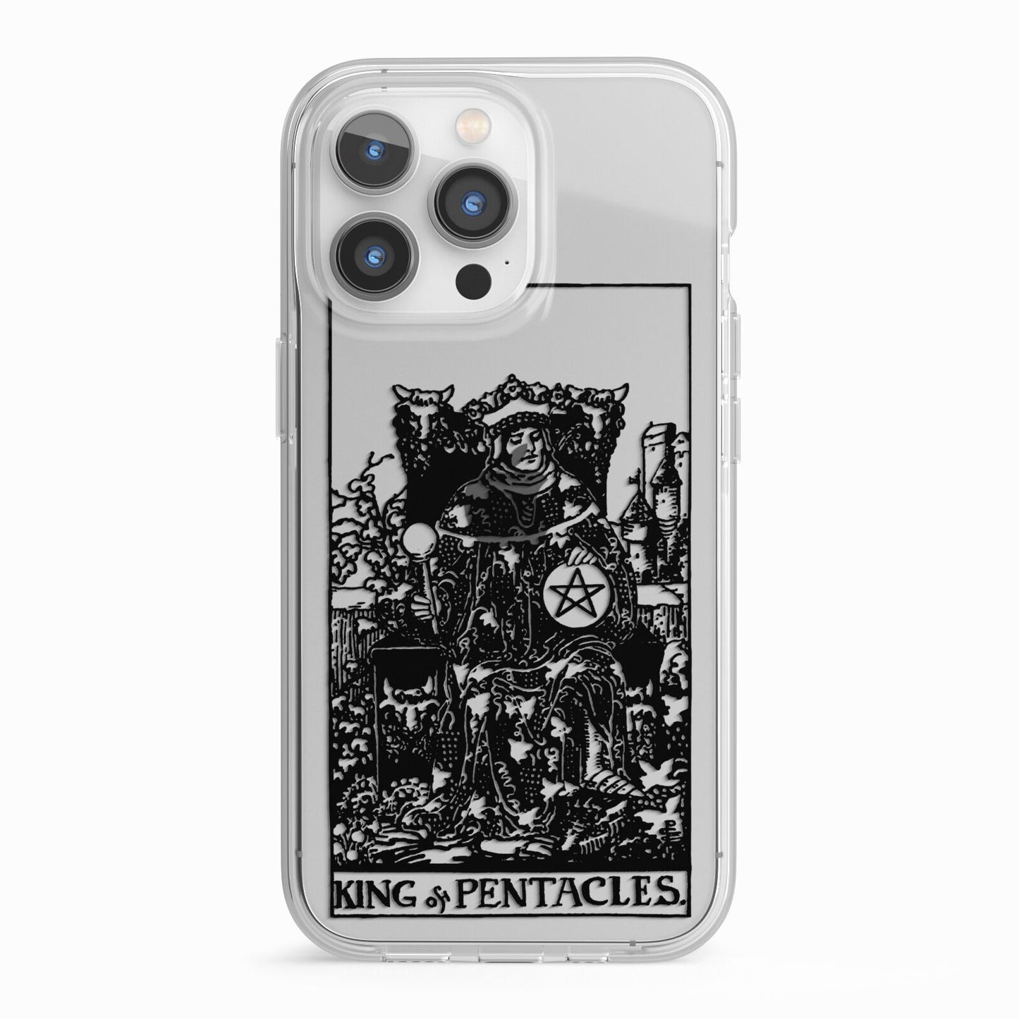 King of Pentacles Monochrome iPhone 13 Pro TPU Impact Case with White Edges