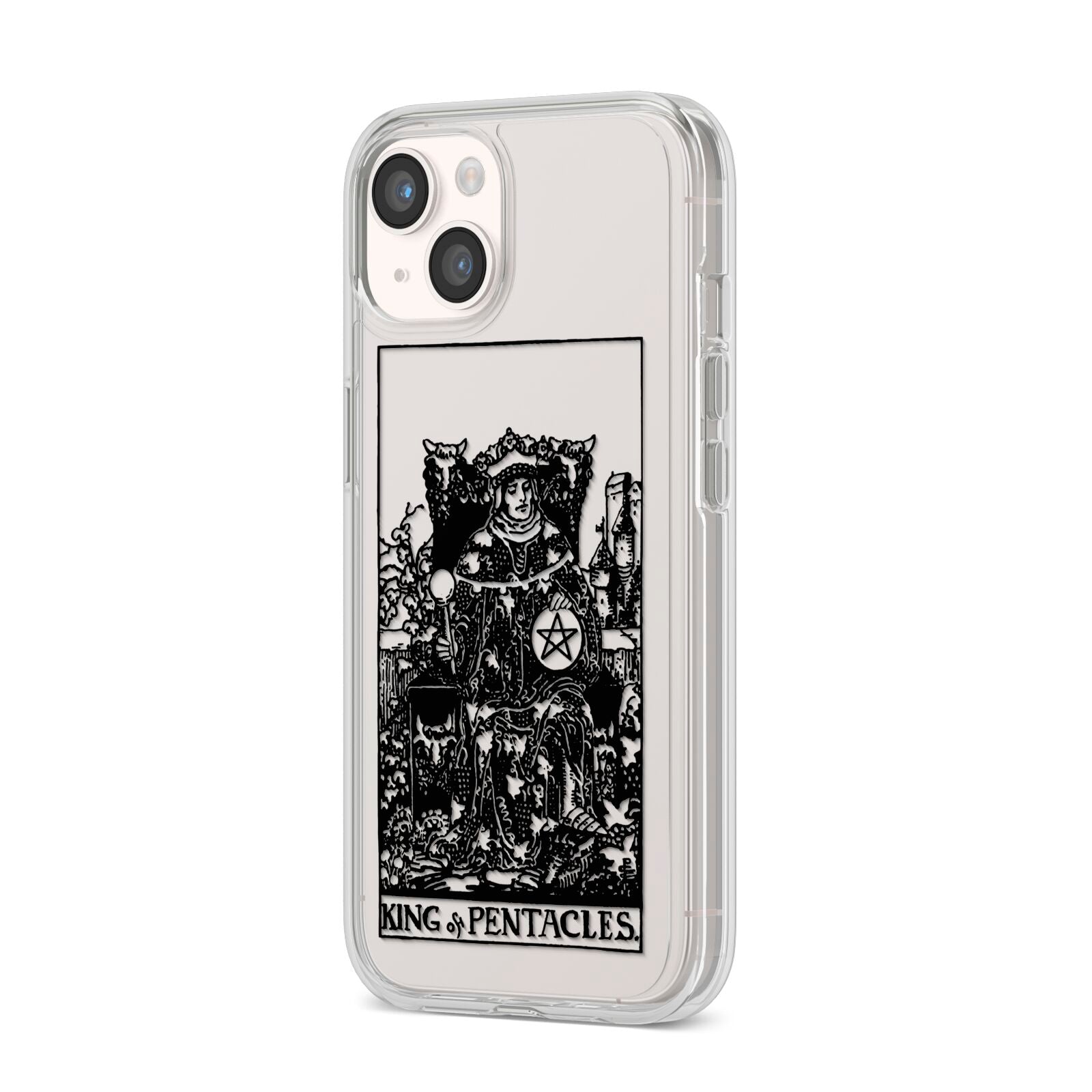 King of Pentacles Monochrome iPhone 14 Clear Tough Case Starlight Angled Image