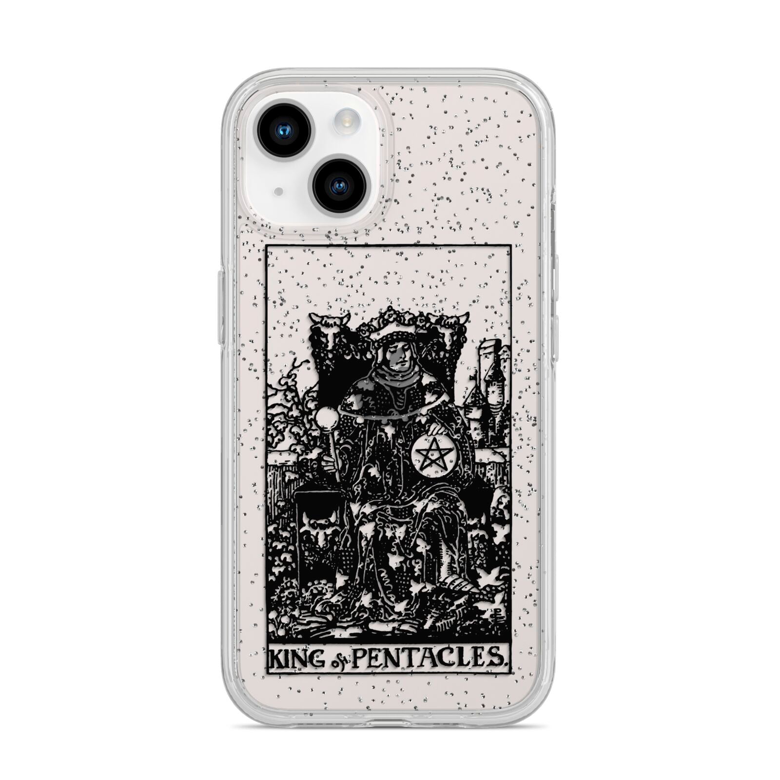 King of Pentacles Monochrome iPhone 14 Glitter Tough Case Starlight