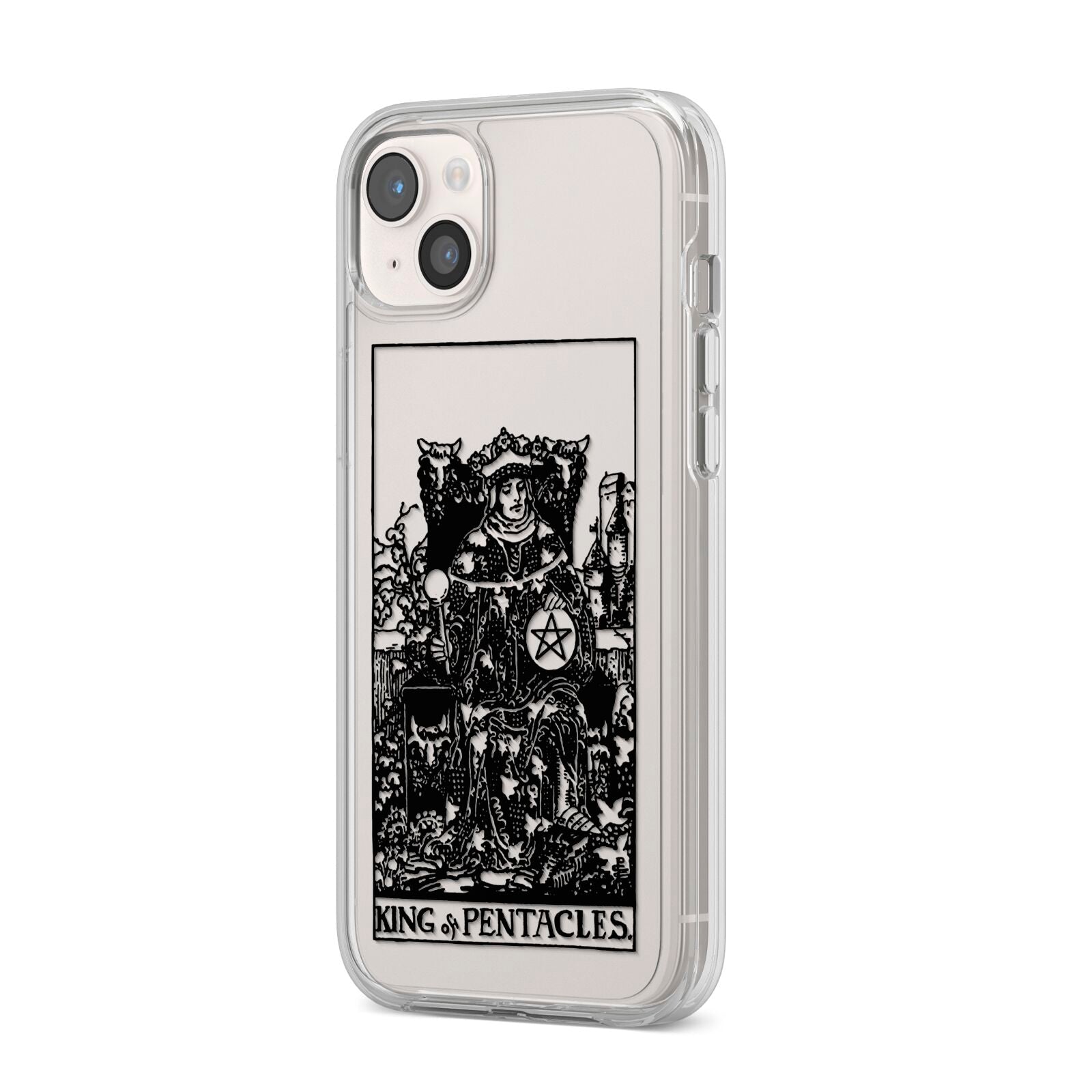 King of Pentacles Monochrome iPhone 14 Plus Clear Tough Case Starlight Angled Image