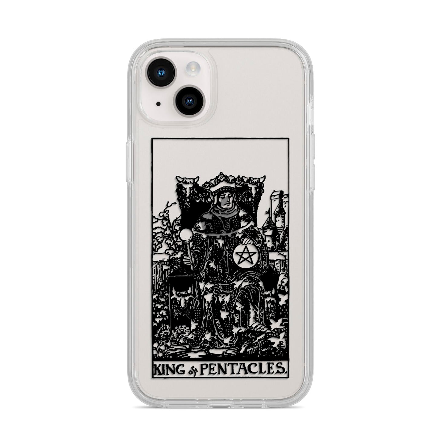 King of Pentacles Monochrome iPhone 14 Plus Clear Tough Case Starlight