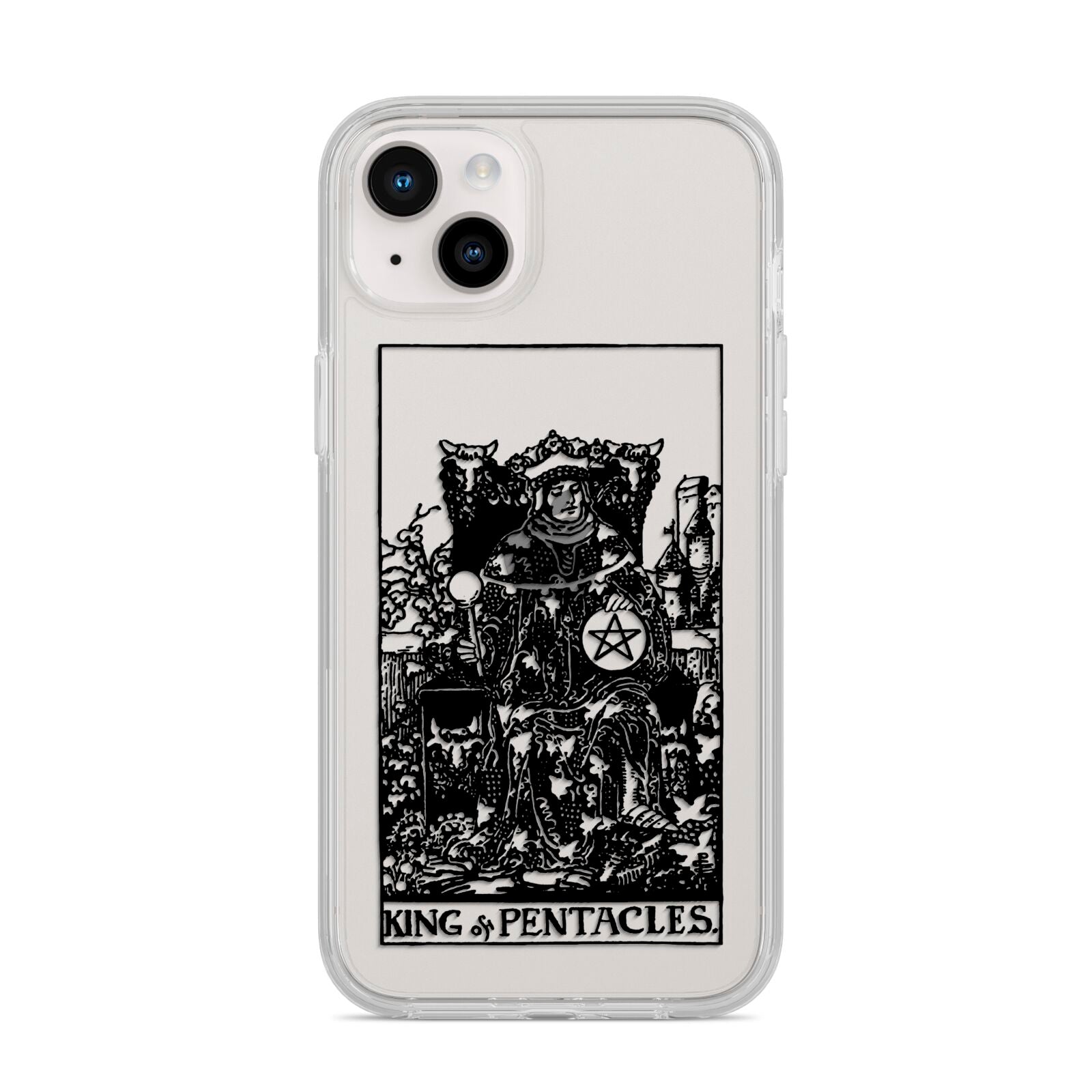 King of Pentacles Monochrome iPhone 14 Plus Clear Tough Case Starlight